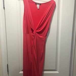 Knot front wrap slinky dress